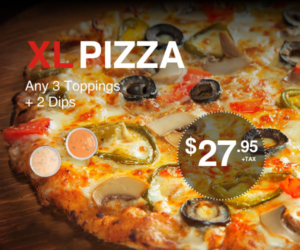 XL Pizza & 2 Dips Special